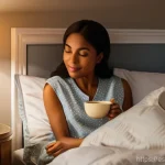 수면을 위한 필수 영양소 - **Prompt 1: Serene Evening Snack for Restful Sleep**
"A cozy, dimly lit bedroom scene at twiligh...