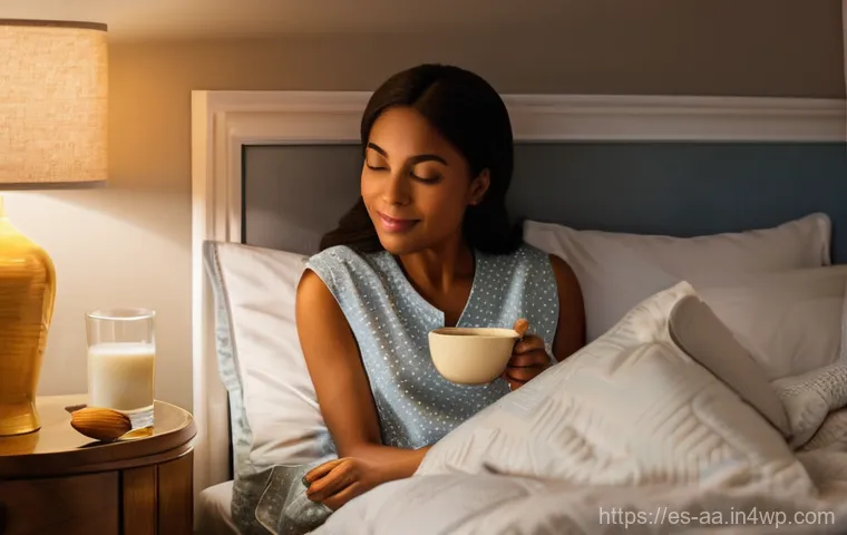 수면을 위한 필수 영양소 - **Prompt 1: Serene Evening Snack for Restful Sleep**
    "A cozy, dimly lit bedroom scene at twiligh...