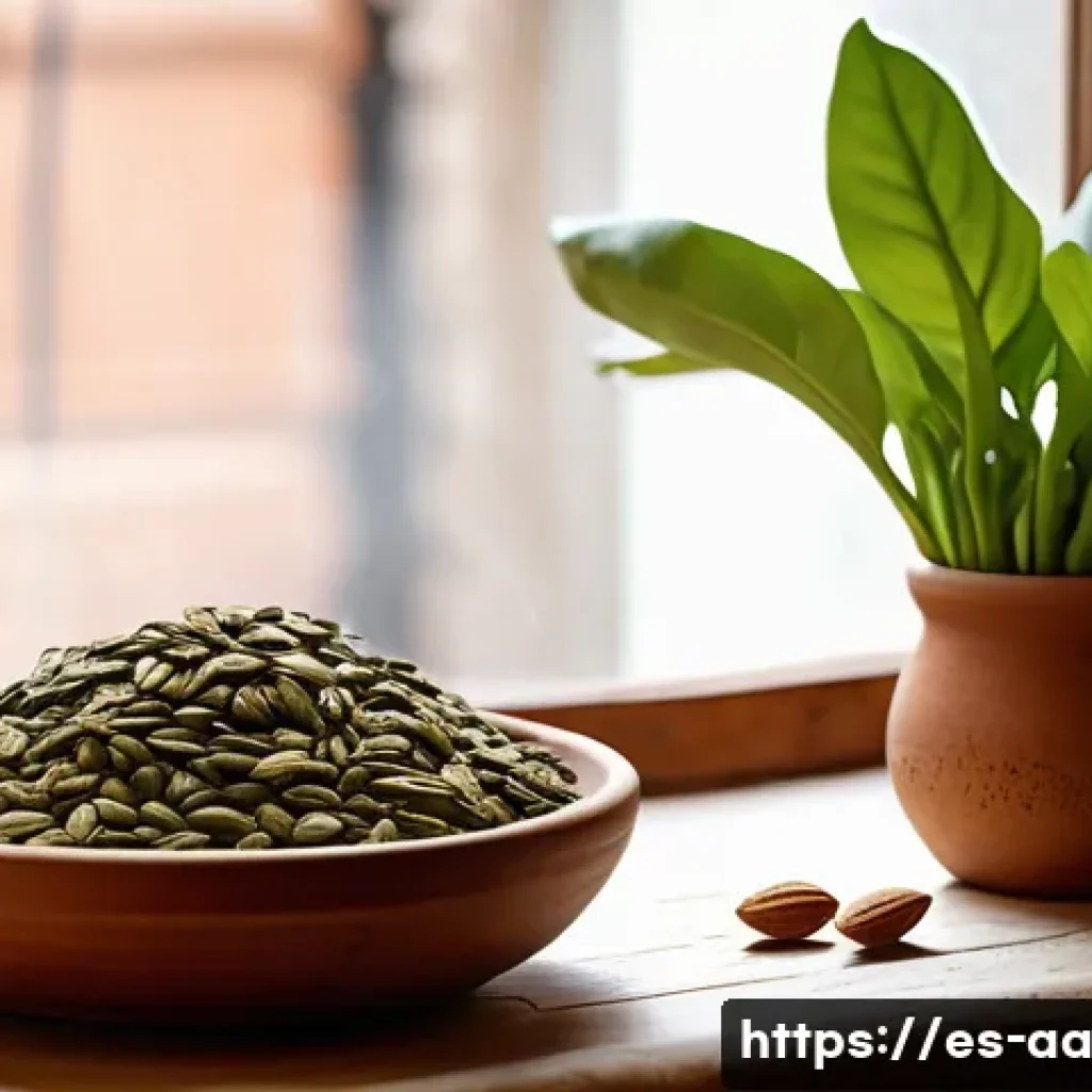 수면 질 향상을 위한 영양소 - A cozy Spanish kitchen scene featuring a wooden table with a colorful ceramic bowl filled with almon...