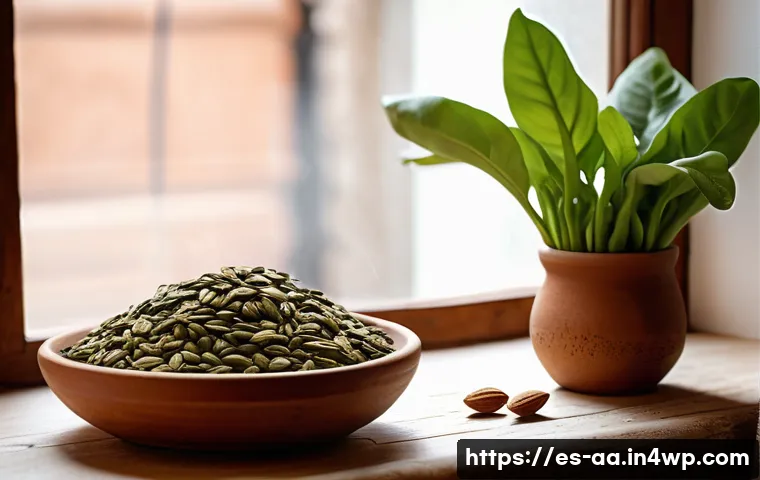 수면 질 향상을 위한 영양소 - A cozy Spanish kitchen scene featuring a wooden table with a colorful ceramic bowl filled with almon...